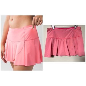 Lululemon Skort Womens 8 Pink Solid Ruffled Pickleball Outdoors Gym Athletic